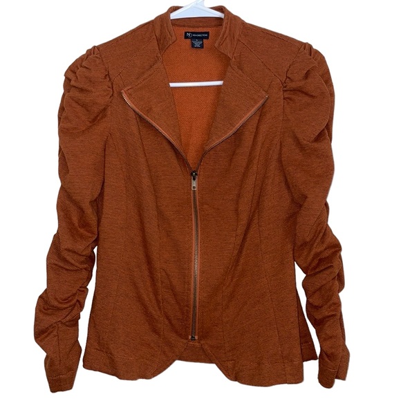 New Directions Orange Full Zip Blazer, Size Small - Picture 2 of 7